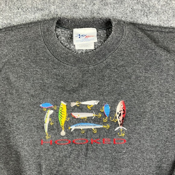 MCSport Other - MCSport Sweatshirt Mens L Gray Hooked Fishing Graphic Crewneck Pullover